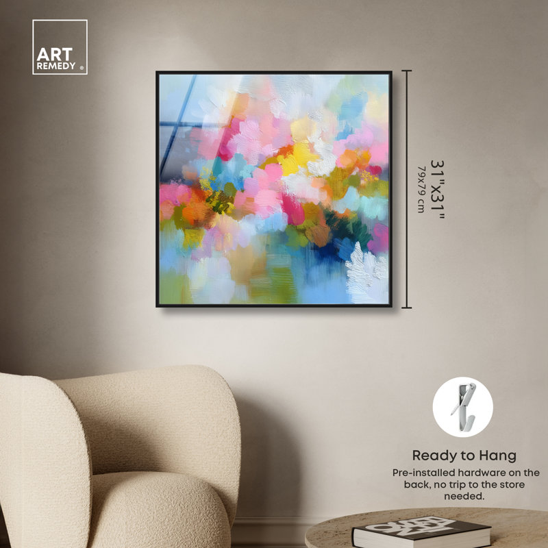 «Summer Spray», art mural encadré par Art Remedy, cadre noir, 30 x 30, 31"H x 31"W, Black Frame
