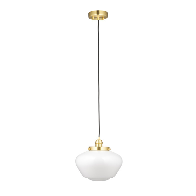 Choquette 1 - Light Schoolhouse Pendant, Brass, Opal