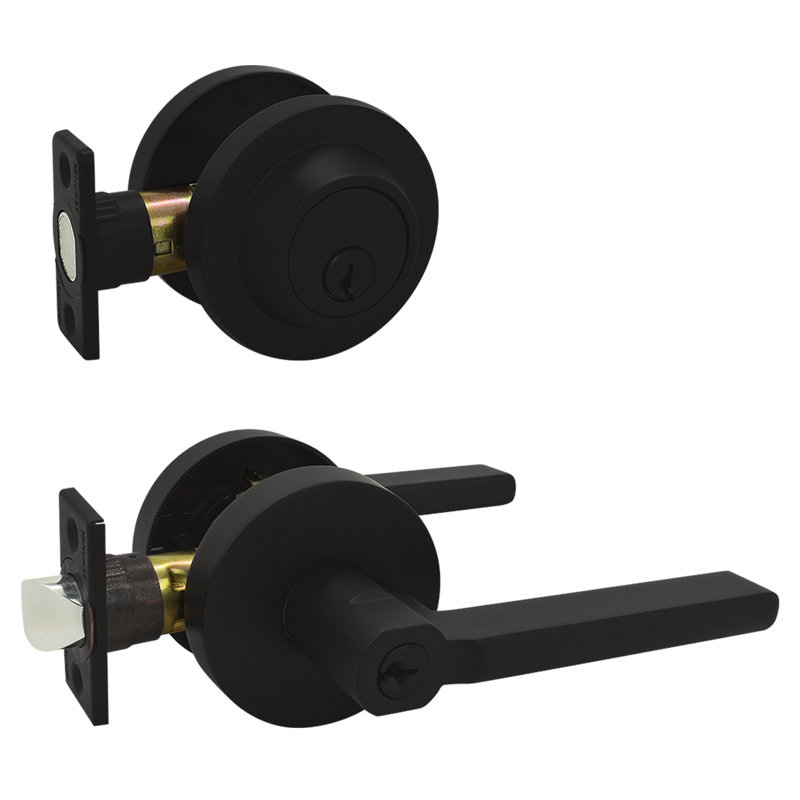 Poignée de porte avec rosette ronde, Noir mat