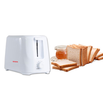 Grille-pain 2 tranches avec fentes larges, 6 réglages de brunissement et plateau à miettes, blanc