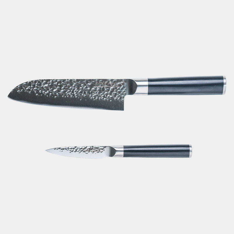 Swiss Diamond Hammered Santoku/Paring Knife Set