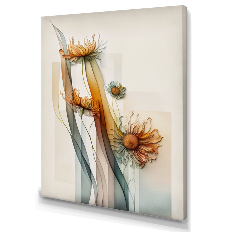 «Orange Daisy Flowers Hyperrealistic III», reproduction sur toile, L 12 po x H 20 po, Toile tendue