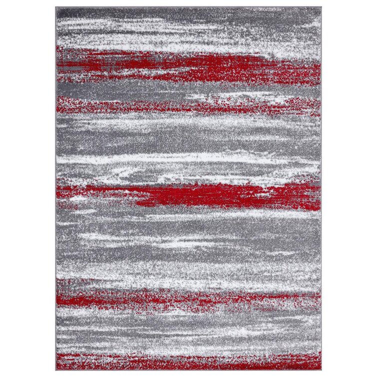 Elkmont Abstract Red/Gray Area Rug 8’ x 10’