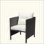 Chaise de salle à manger avec coussin, chaise d'extérieur en rotin avec housse de coussin amovible à fermeture à glissière pour patio, jardin