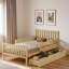 Lit plateforme en bois avec garde-corps et 2 tiroirs de rangement-1129399493