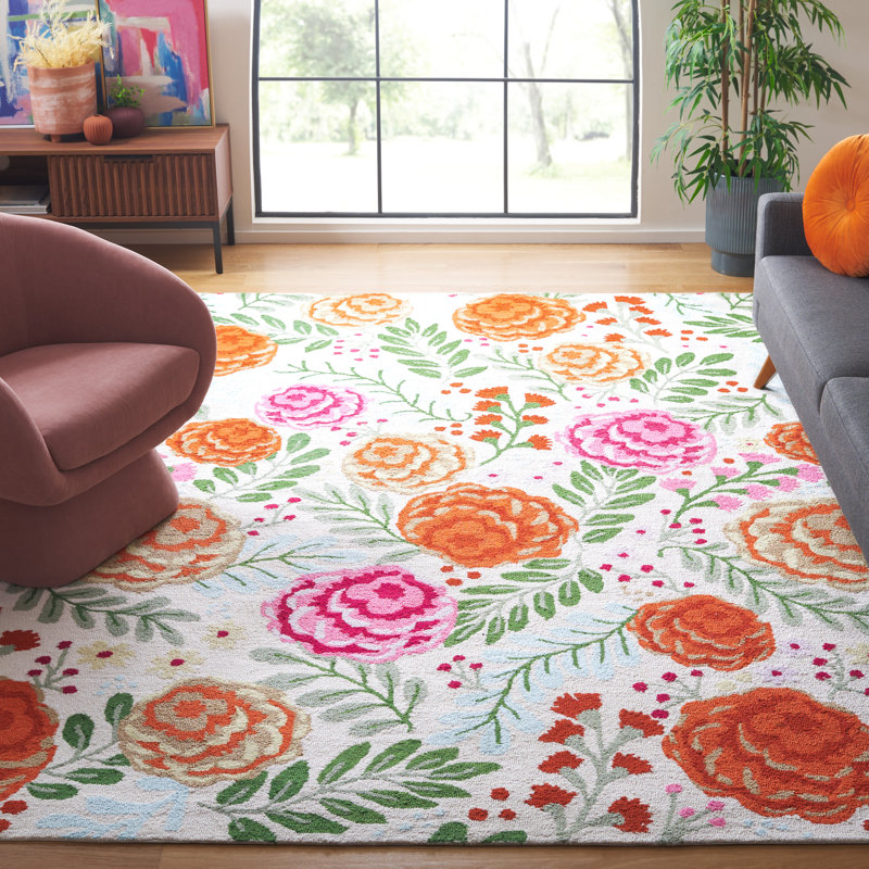 Easy Care Hand Tufted Performance Floral Rug, Rectangle 8' x 10'