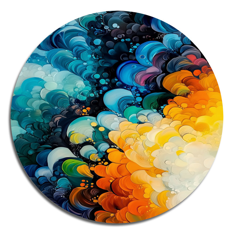 Colourful Lyrical Abstraction Dream Fragments II - Lyrical Abstraction Round Metal Print, 16" H x 16" W