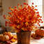 Arrangement floral de luxe, feuillage orange mélangé avec eucalyptus et fougères pour toutes les saisons - centre de table pour l'Action de grâce, le mariage, le bureau et le salon