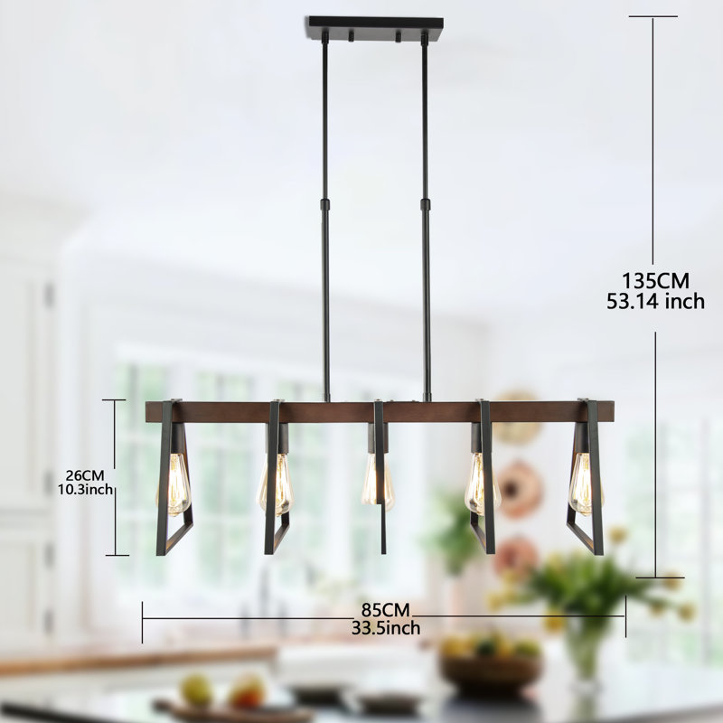 3 - Light Drum Solid Wood Caged Chandelier with Metal Accents