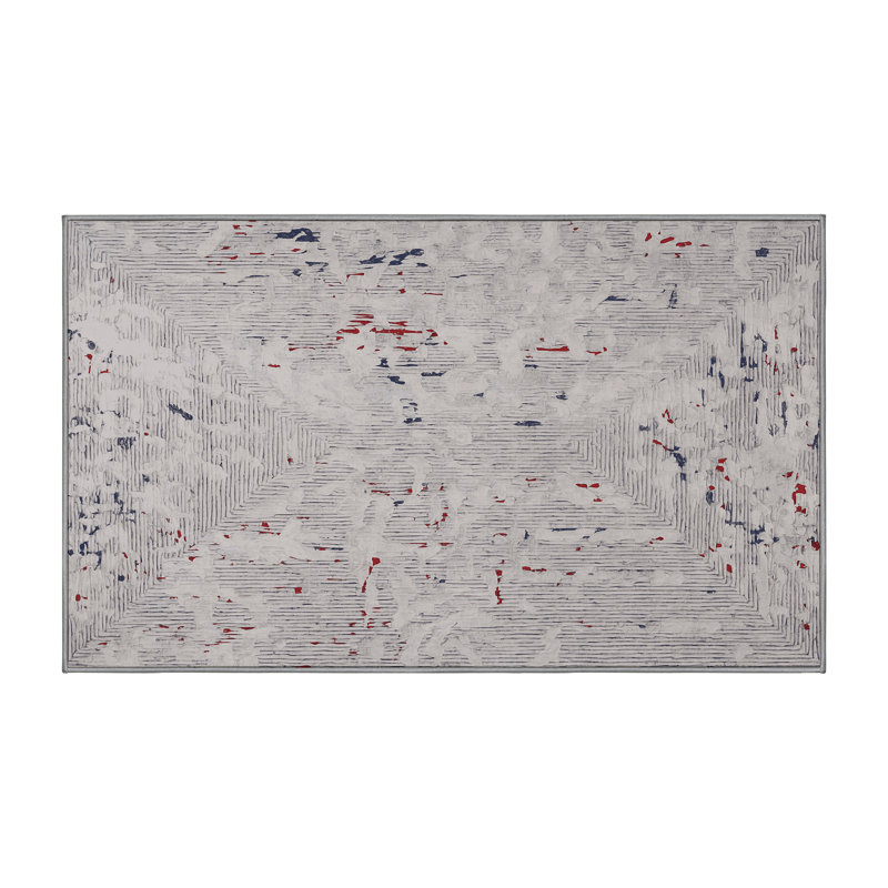 Machine Washable Gray Area Rug, Rectangle 6' x 9'