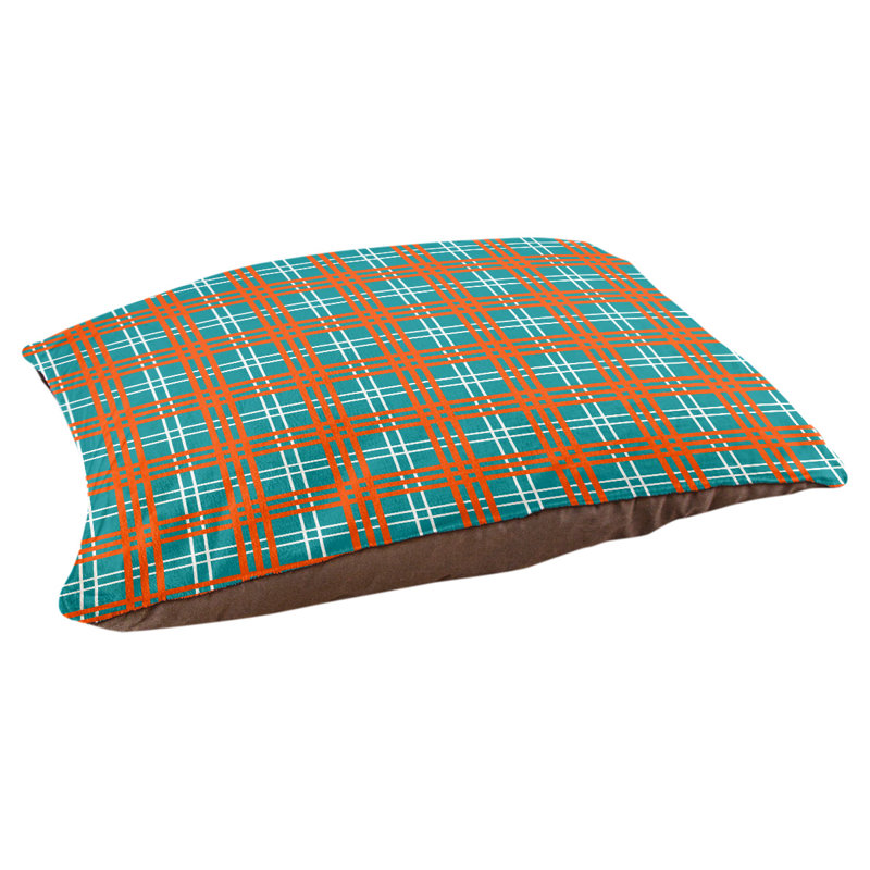 Oreiller d’intérieur luxueux Miami football, Turquoise / blanc / orange, Très grand (l 50 po x 40 po x p 6 po)