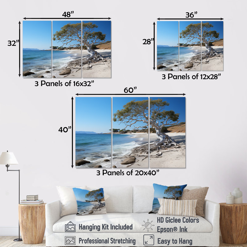 Ensemble de décorations murales monochromes bleu et gris cubain Landscape I - Cuba, Toile tendue, H 40 po x l 60 po x P 1 po