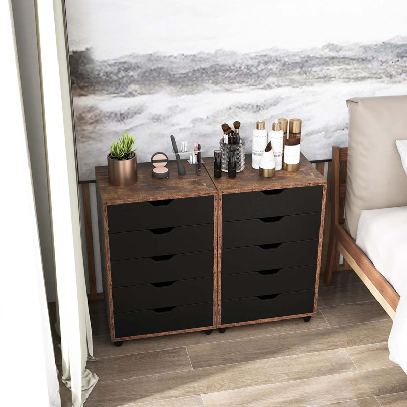 Izmir 5 -Drawer File Cabinet, Black/Brown