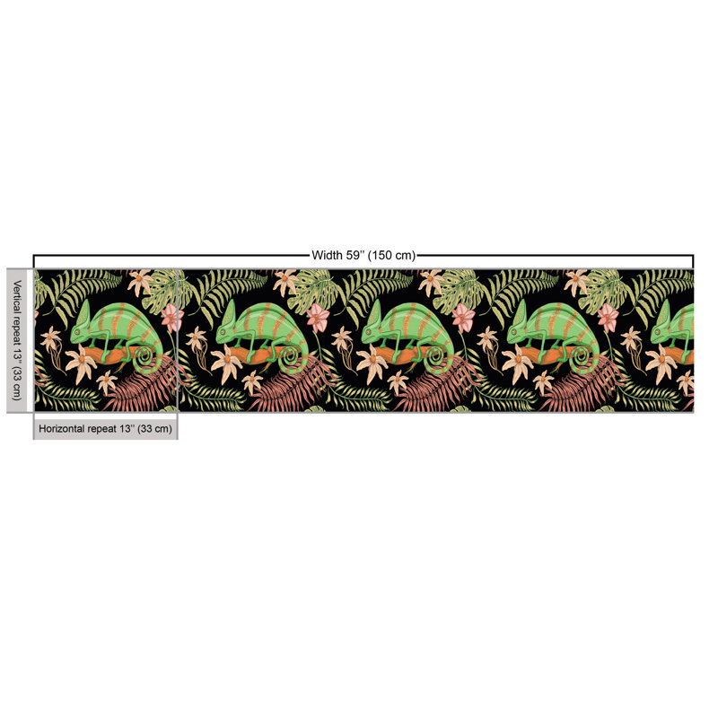Persich Chameleon Lizard and Wildflowers Fabric