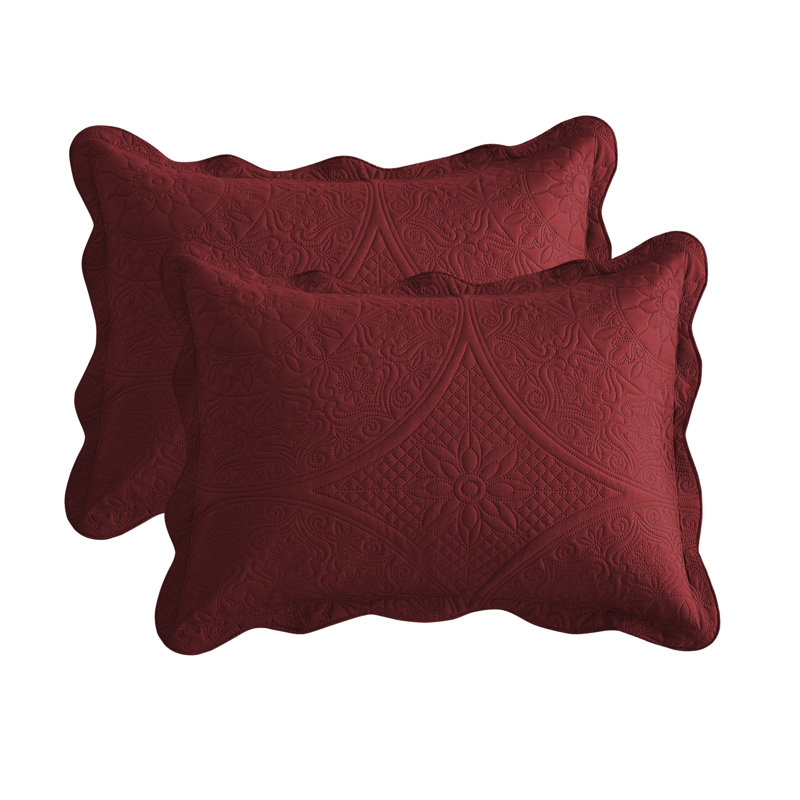 Floral Embossed Ultra-Soft Quilted Bedspread Set – Lightweight, All-Season Comfort With Matching Pillow Shams, Burgundy