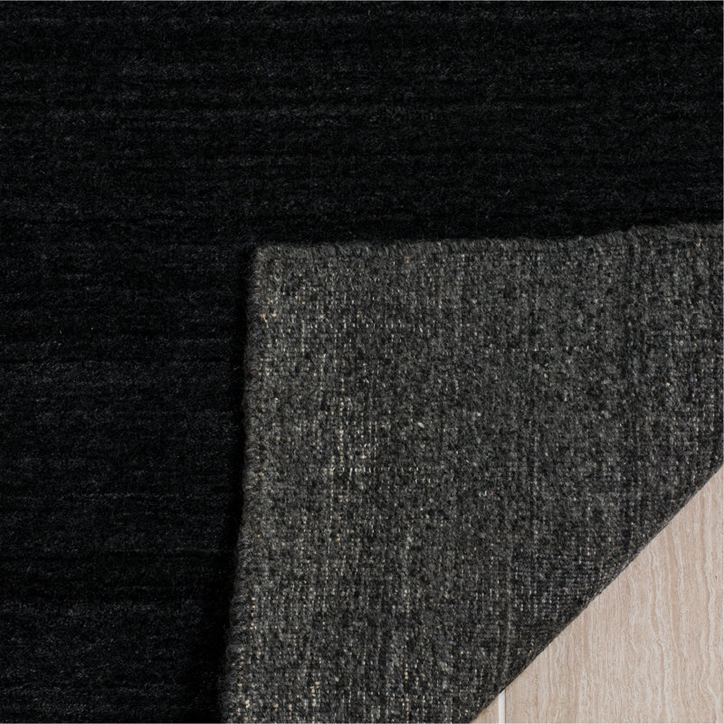 Mcelroy Hand-Woven Flatweave Anthracite Area Rug, Runner 2'6" x 8'