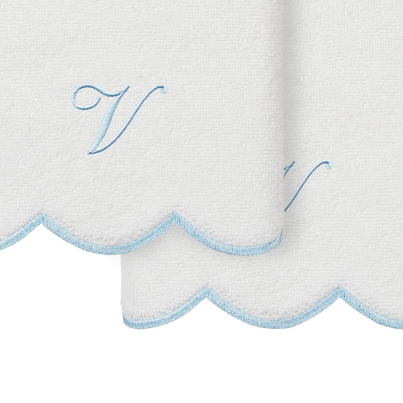  Ensemble de serviettes 100% coton turque ADORNIA, Ensemble de 2 essuie-mains, Blanc / Bleu, V