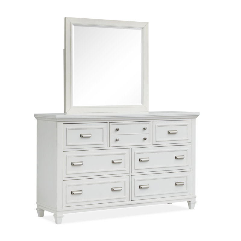 Commode blanche avec miroir, Blanc