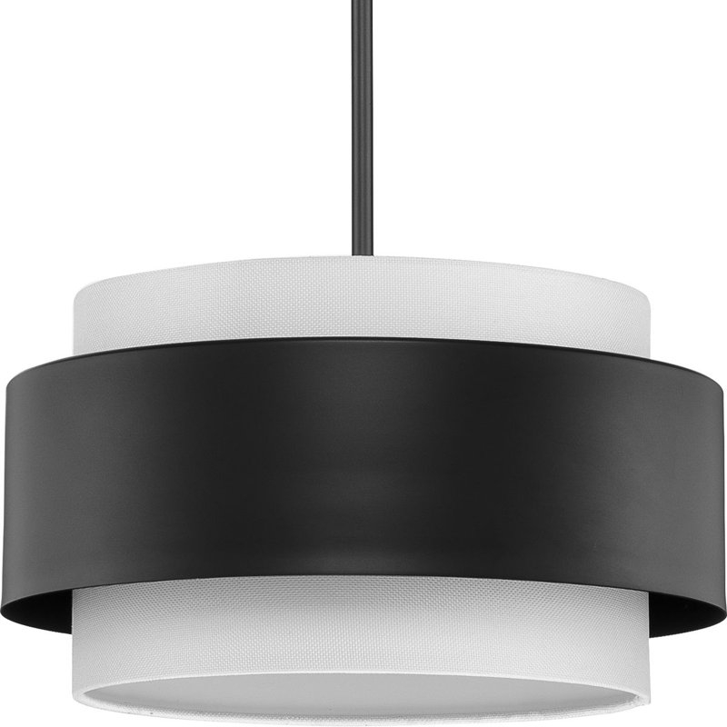 Luminaire suspendu tambour 3 lumières Myrteza, H 12 po x l 16 po x P 16 po, Noir mat