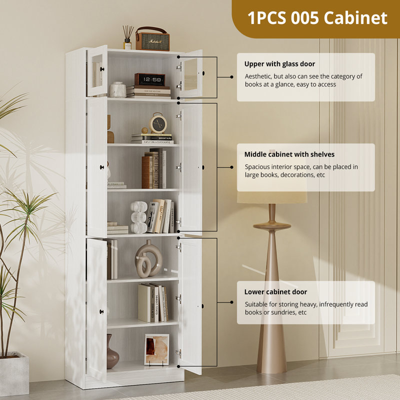 86.7'' H X 94.48'' W Book Cabinet Storage Bookcase Set