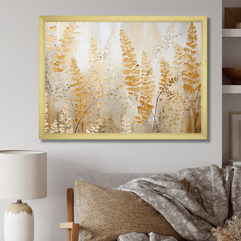 «Golden Ferns Silent Getaway II», reproduction sur toile, Cadre doré simple, H 16 po x l 32 po x P 0,5 po