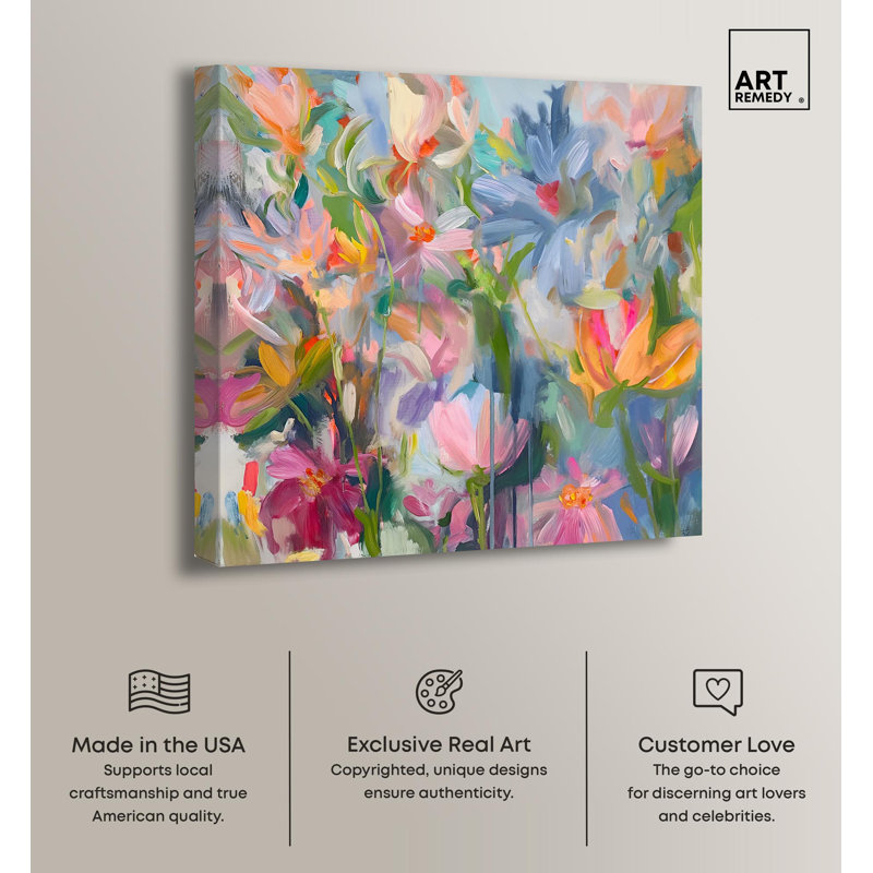 Ethereal Flower Abstract Canvas Art in 16" x 16"