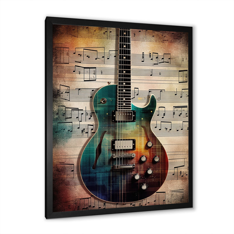 Jouant à la mélodie sur toile, Cadre d'angle fermé noir, H 44 po x l 34 po x P 1,5 po