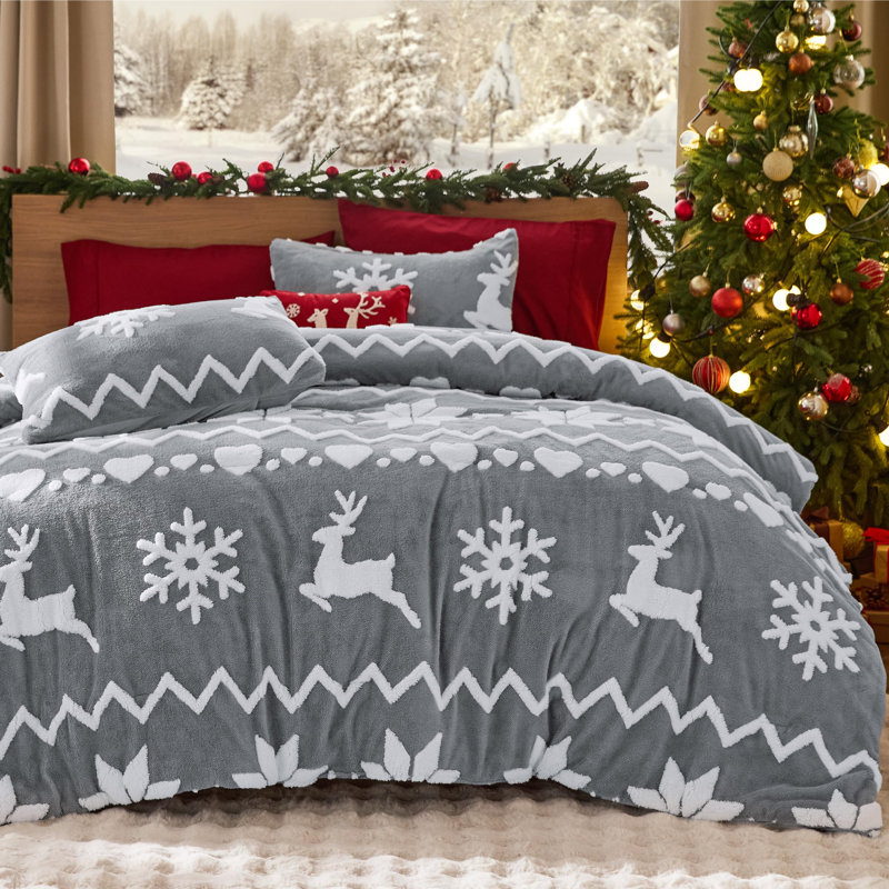 Ensemble d'édredon pour Noël Holiday Vibe for Your Home, Édredon très grand + 2 taies décoratives très, Pin vert