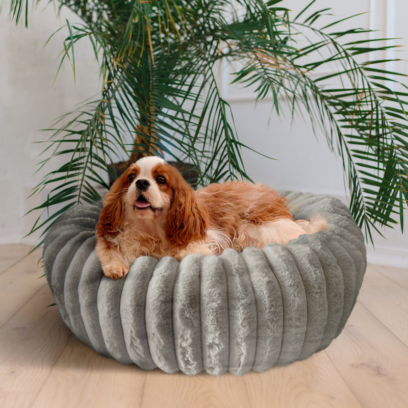 Lit rond pour animaux de compagnie Elle Décor, Ivoire