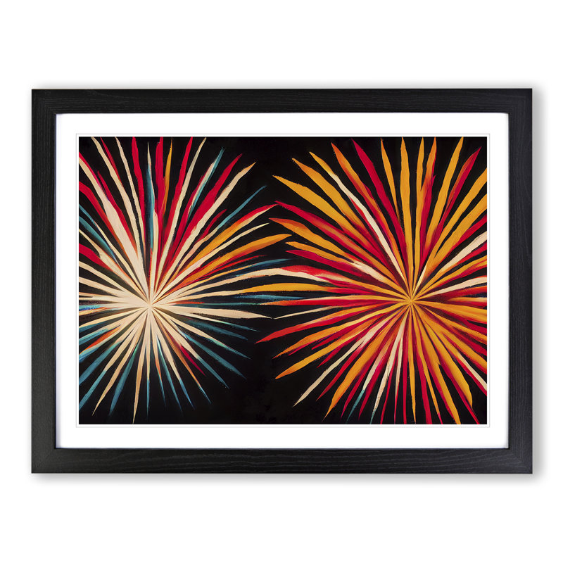 Eccentric Fireworks - Single Picture Frame Print, 25cm H x 34cm W x 2cm D, Black Frame