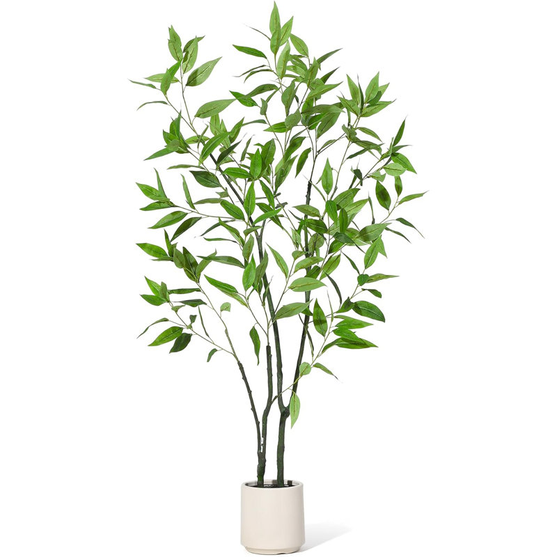 Arbre d'eucalyptus artificiel de 6 pi, tiges flexibles, plante artificielle réaliste pour l'intérieur et l'extérieur, feuilles réalistes