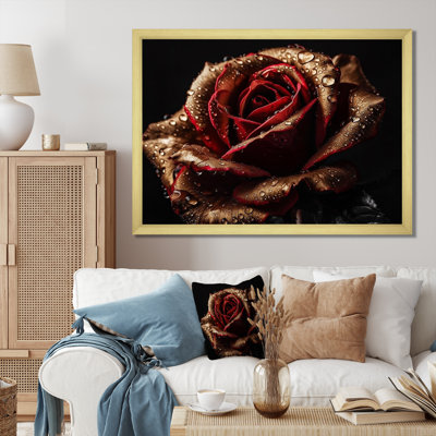 Morning Dew On Exquiste Red Rose - Rose Wall Art