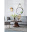 Miroir rond suspendu tendance avec cadre noir et sangle de corde-756600727