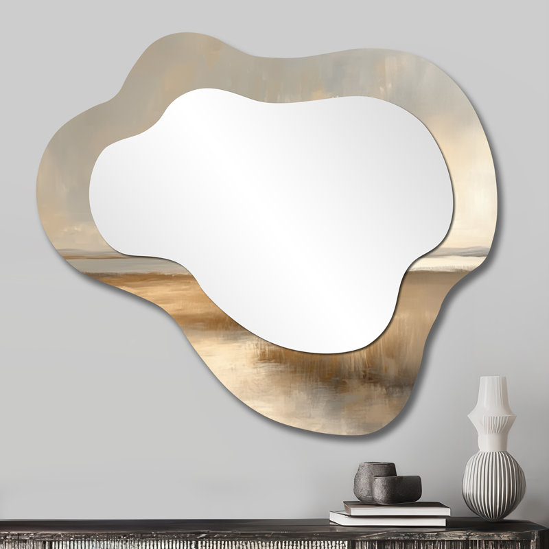 Grand miroir décoratif nautique brun irrégulier, 25" x 28"