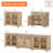 Sideboard Cabinet With Glass Doors, Wood Doors And Drawer, Vintage Wood Grain Design, 3-In-1 Large Buffet Cabinet With Storage, Morden Coffee Bar For Dinning Room, Kitchen And Living Room, Oak