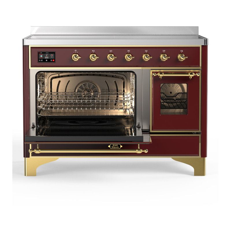 Cuisinière à induction de 48 pouces avec 6 éléments à induction en bourgogne Majestic III Series (garniture laiton), Laiton
