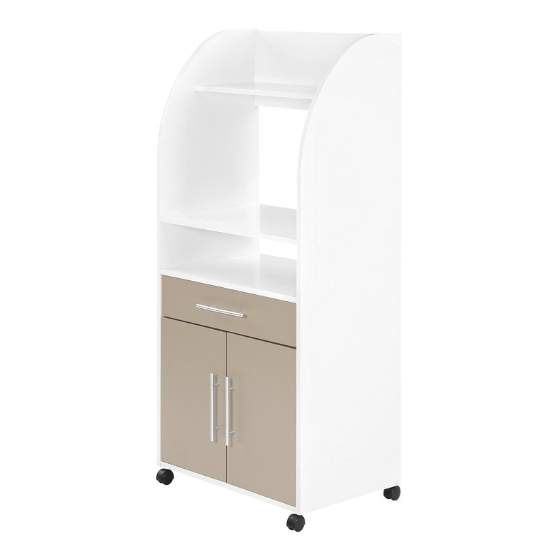 Seyma 62.4 cm W Kitchen Cart with, White/Taupe