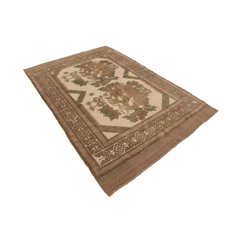 Tapis de la surface en laine 4 pi 4 po x 6 pi 4 po one-of-kind à la main noué la Earley