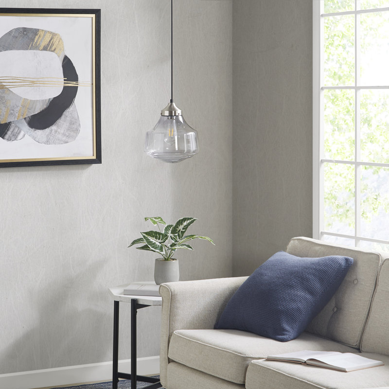 Clear Glass Bell-Shaped Pendant Light with Black Cord