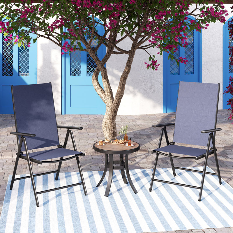 Ensemble repas d'extérieur 3 pièces avec chaises portatives Leonard, bleu marine Leonard, Marine
