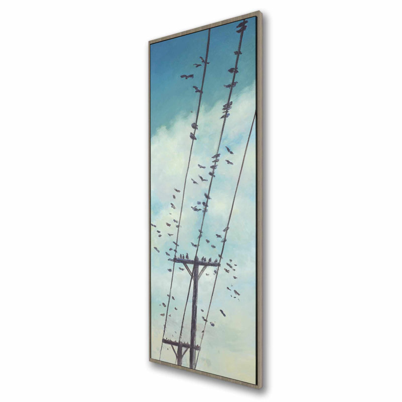 Oiseaux sur toile tendue | Décoration murale moderne pour chambre à coucher, H 49,25 po x l 17,25 po