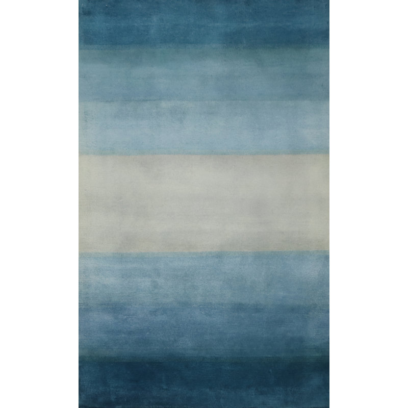 Tapis népalais moderne élégant dégradé bleu 4 x 6