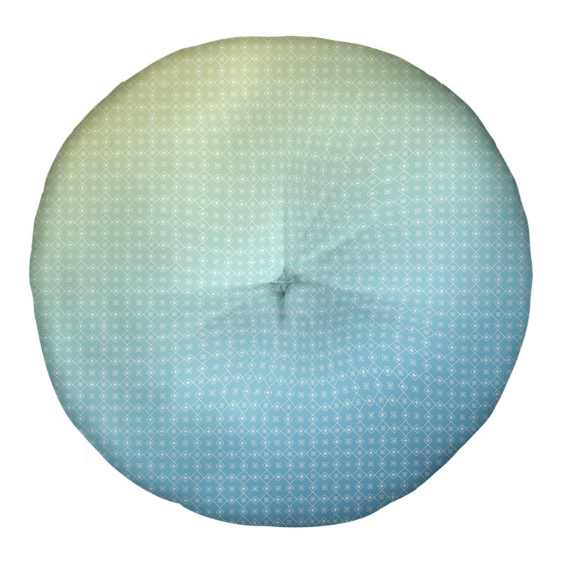 Coussin de sol Katelyn Elizabeth, 30 po x 30 po, Bleu / jaune clair