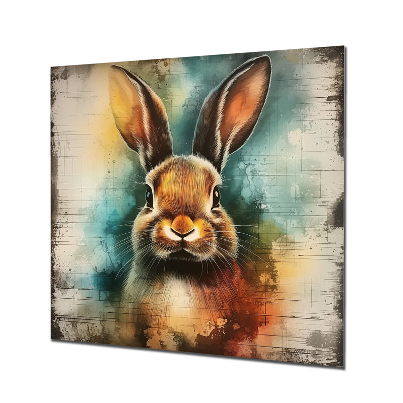 «Quick Rabbit Quick Th pensing» - animaux, impression murale en métal, H 16 po x l 16 po