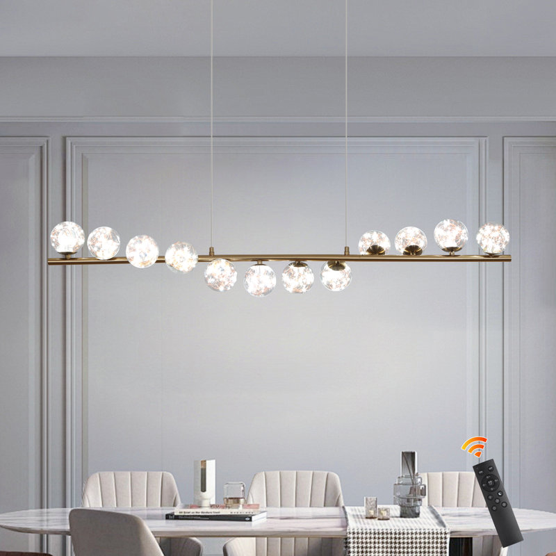 Luminaire suspendu linéaire pour îlot de cuisine à 12 lumières DEL Nese, Or