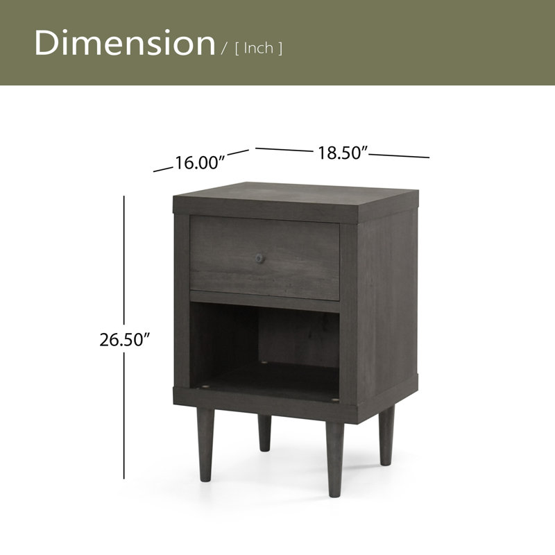 1-DRAWER NIGHTSTAND, Gray