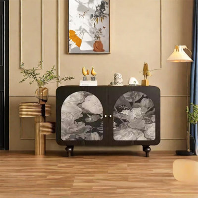 Pine Storage Cabinet with Brass Handles