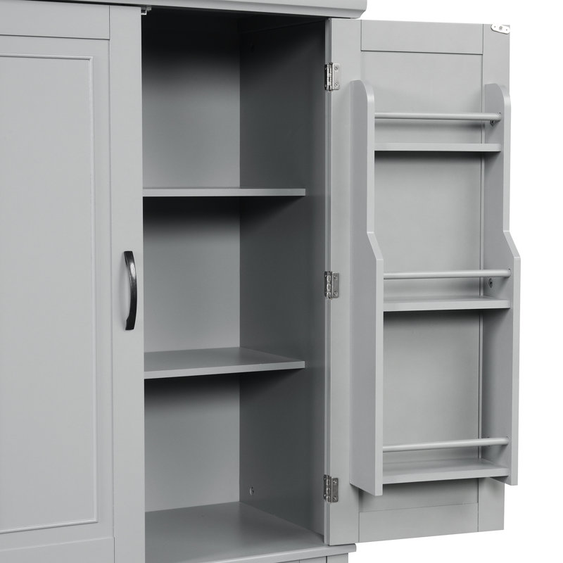 Armoire de salle de bain grise avec portes et tiroir, tablette réglable, rangement gris durable, portes, concept de design moderne