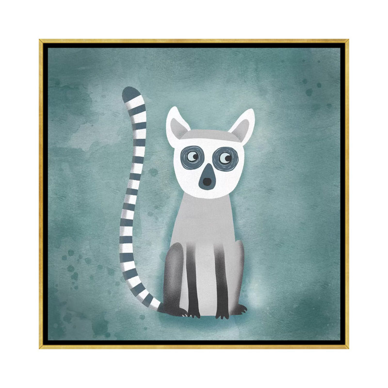 « Lemur » par Nic squirrell-impression, H 18 po x l 18 po x 1,5 po, Toile encadrée d'or, Pas de tapis
