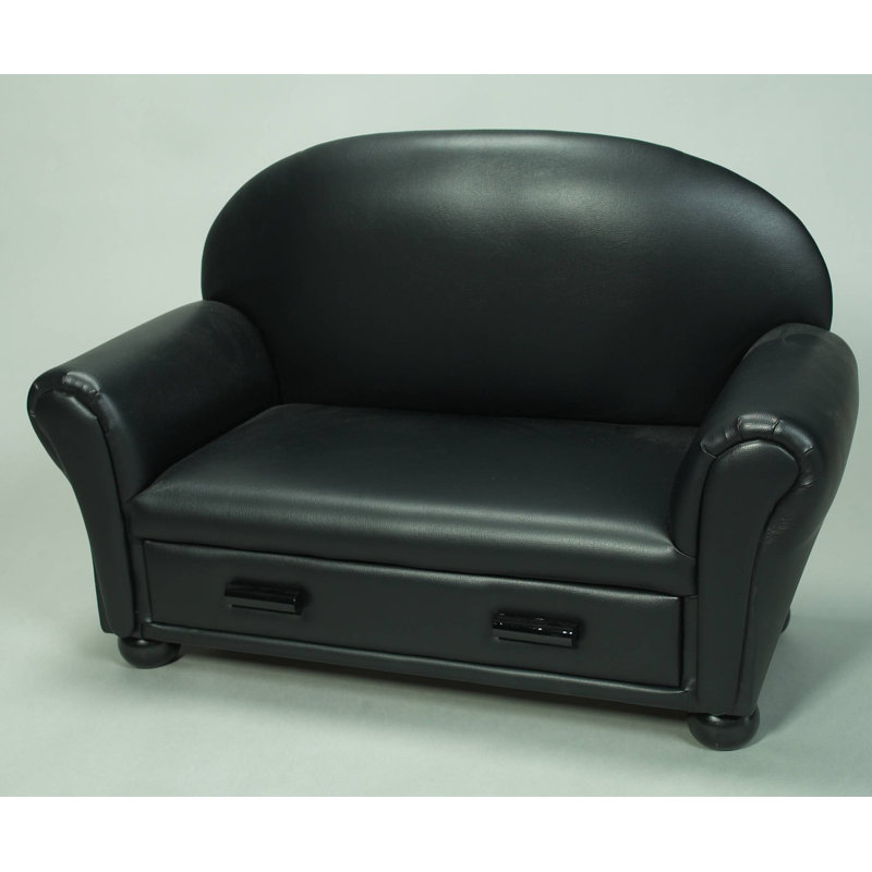 Kids 9'' Sofa / Sectional and Ottoman, Black